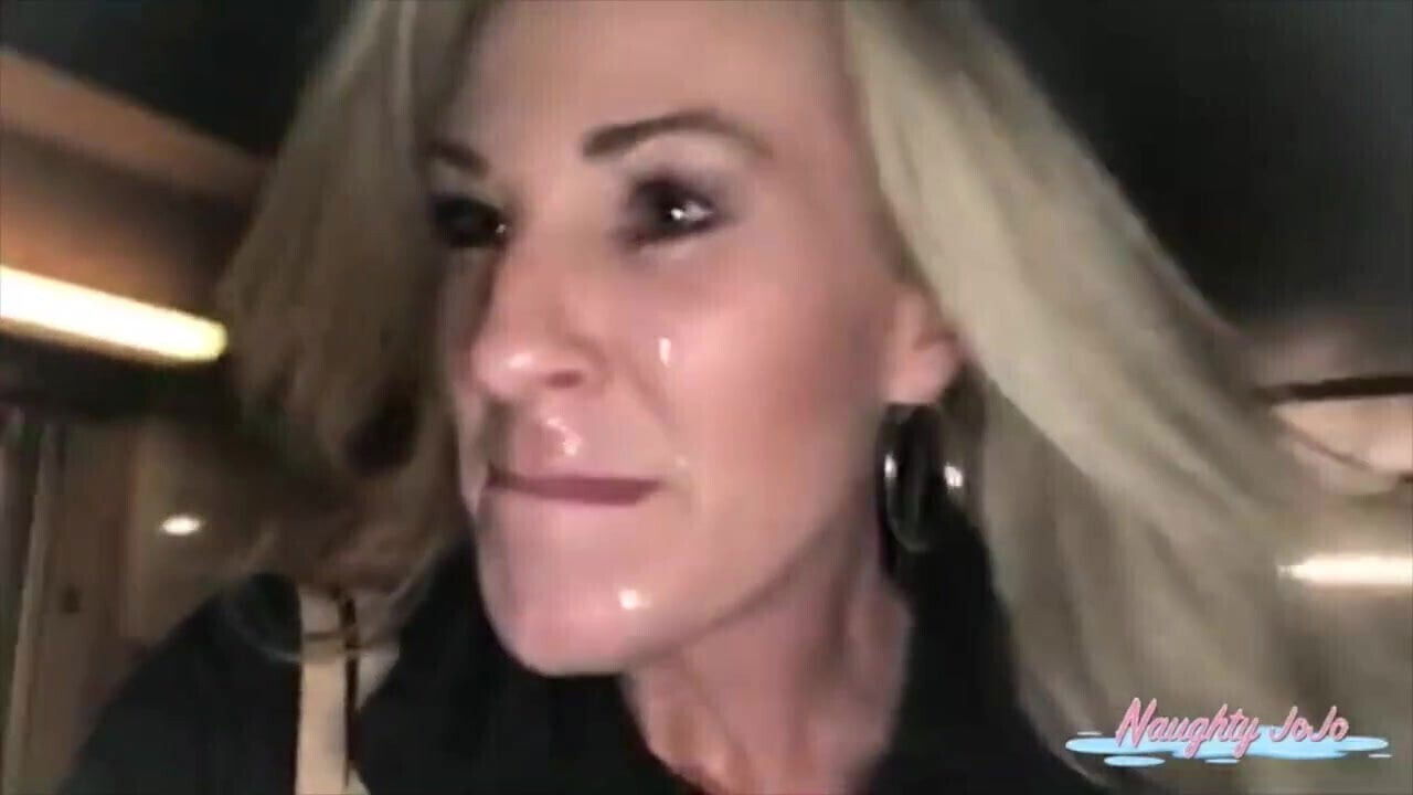 First cumwalk, Joanna Meadew, Naughty JoJo, public cumwalk