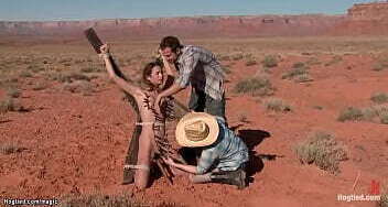 Hitchhiker hogtied in the desert