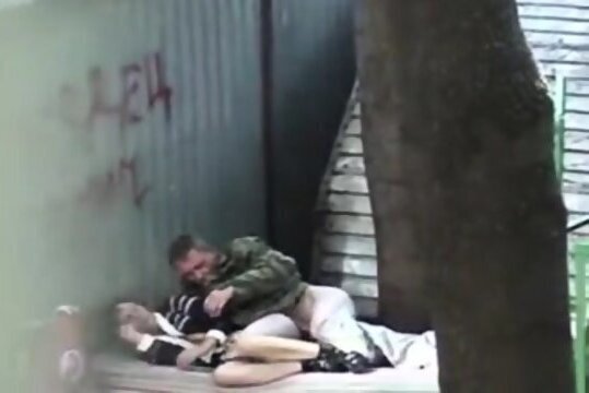 Desperate hard worker fucks whore afternoon behind garages