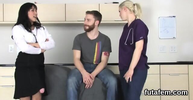 Teens pound dudes anal with huge strap dildos and splatter cream