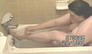 Chubby wife bath
