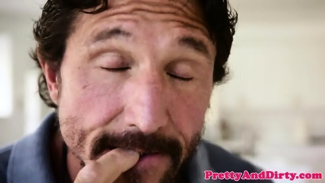 Glam teen while getting throatfucked