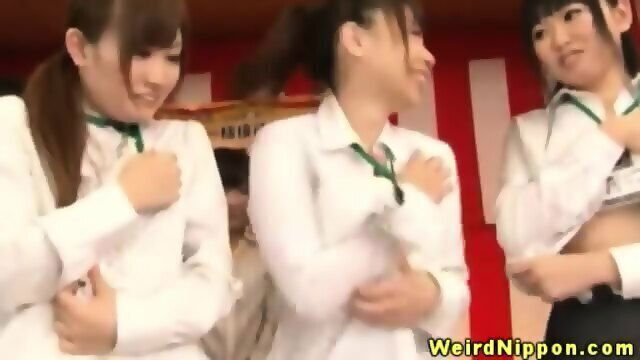 Asian Babes Uniform Flashing Boobs