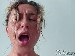 Sweaty intense couple orgasm Sweat fetish cowgirl beautiful agony face REAL