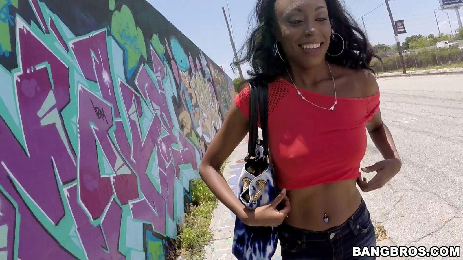 Small ebony Brandi Foxx sucks dick like gets fucked