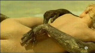 Young blonde white girl with black lover beach Interracial