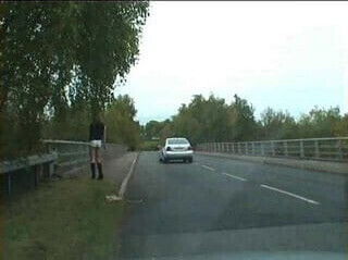 Zoe tranny bitch whore outdoors in tight hot pants