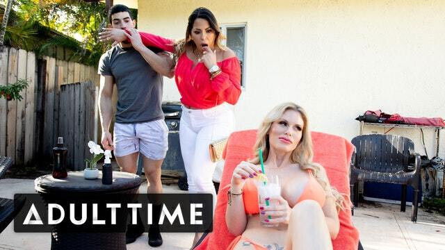 Railing Blonde Teacher with Sexy Stepmom