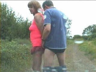 exhibitionist tranny bitch sucks gets fucked public