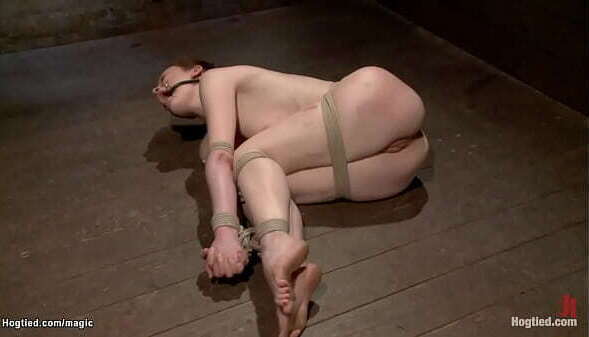 Hogtied redhead Justine Joli fisted