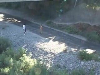 Japanese Lad wanking in the street