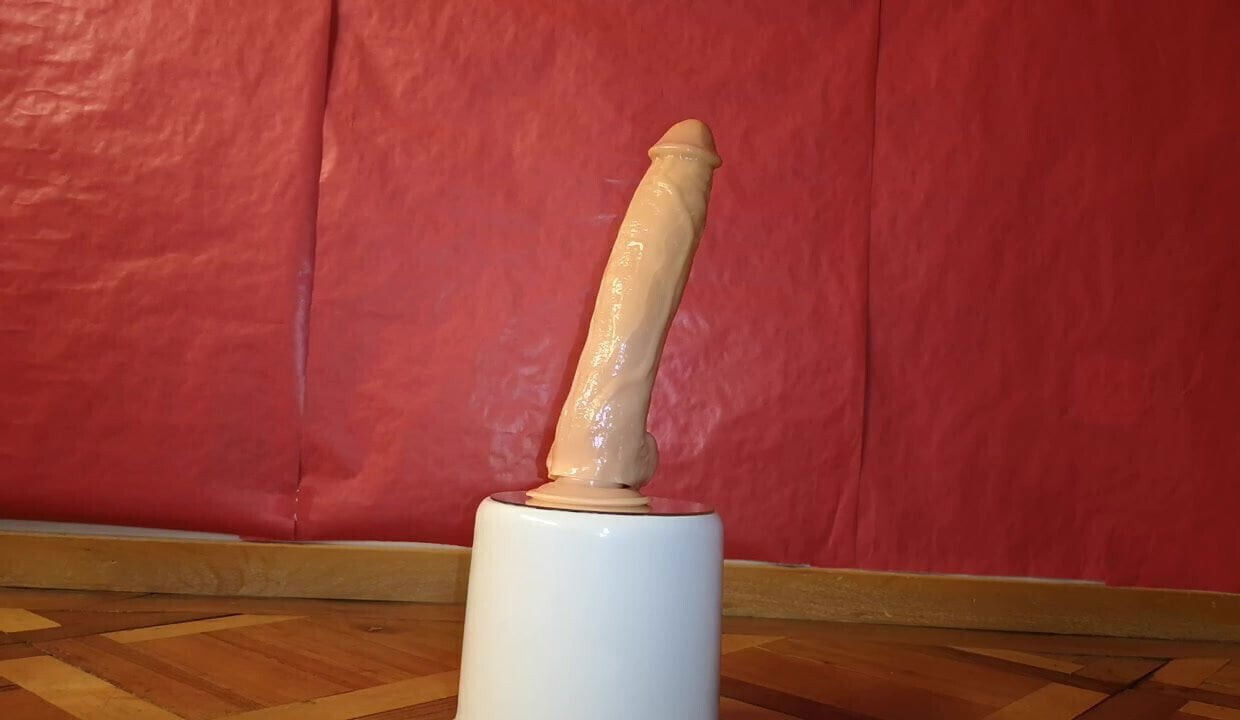 Cumming handsfree masturbating with inch dildo