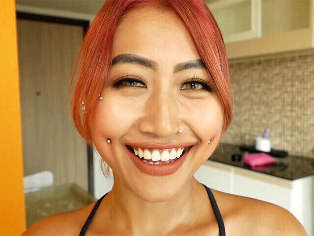 Kinky amateur Asian teen Fang blowjob camera