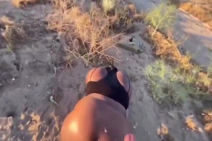 Ebony gets fucked outdoors