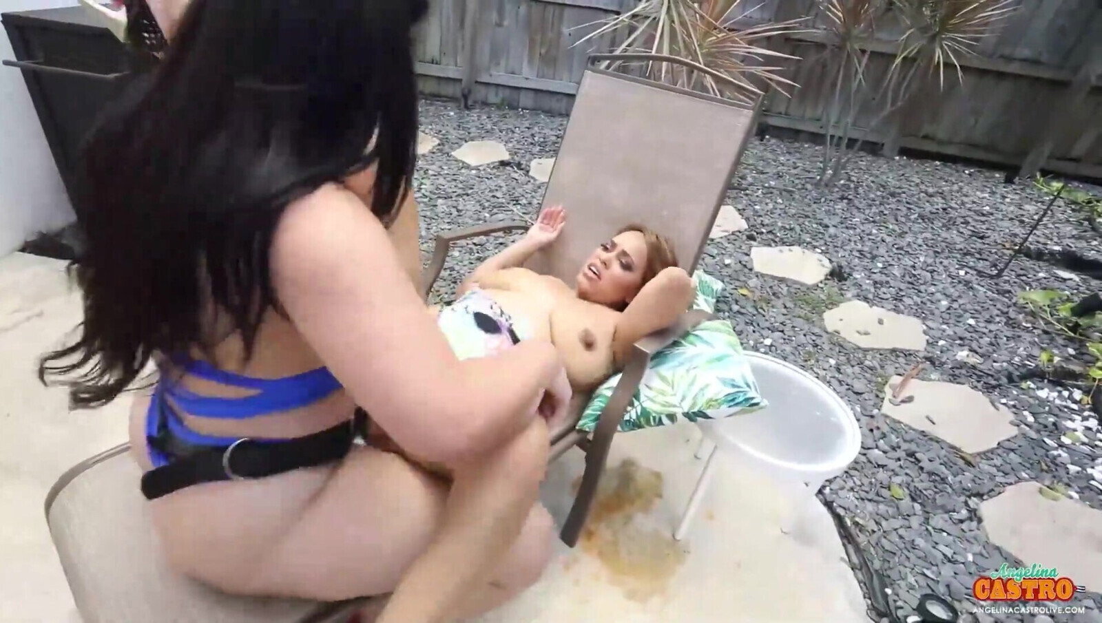 Curvy Lesbians Mone Divine Angelina Castro Have Strap-On Fuck