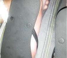my ex gfs stinky smelly sleepy feet in size 10 blk flip flops