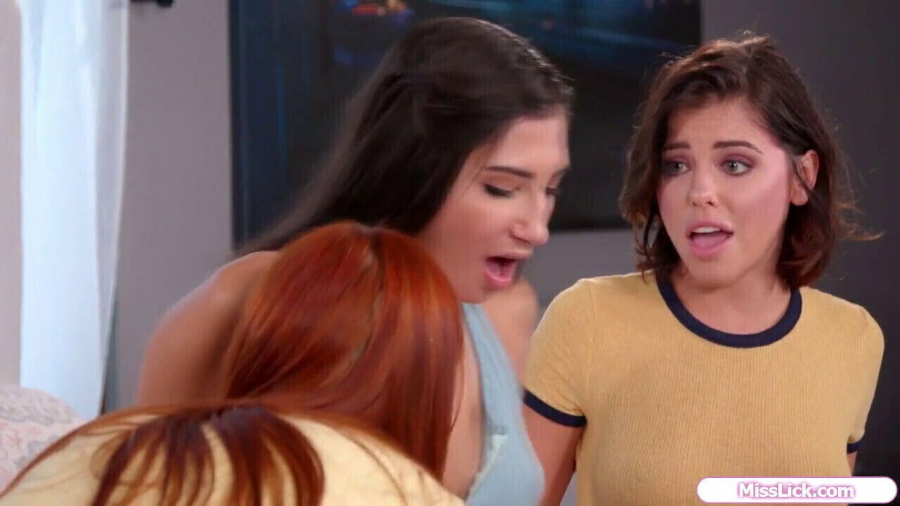 Horny redhead gets both bffs lick facesit each other