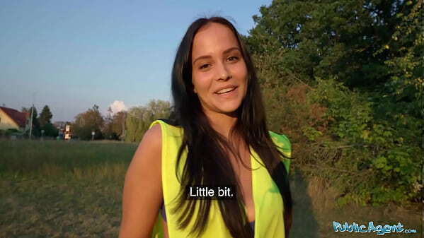 Public Agent brunette criminal taken into woods outdoors fucking