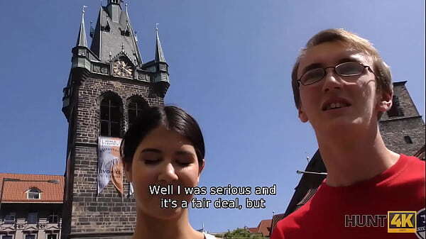 HUNT4K. Svelte brunette cheats nerdy earn cash vacation