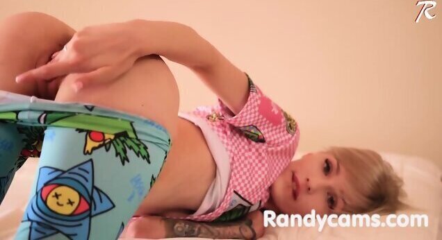 Horny teen girl with fancy suit loves playing with dildo with shoes