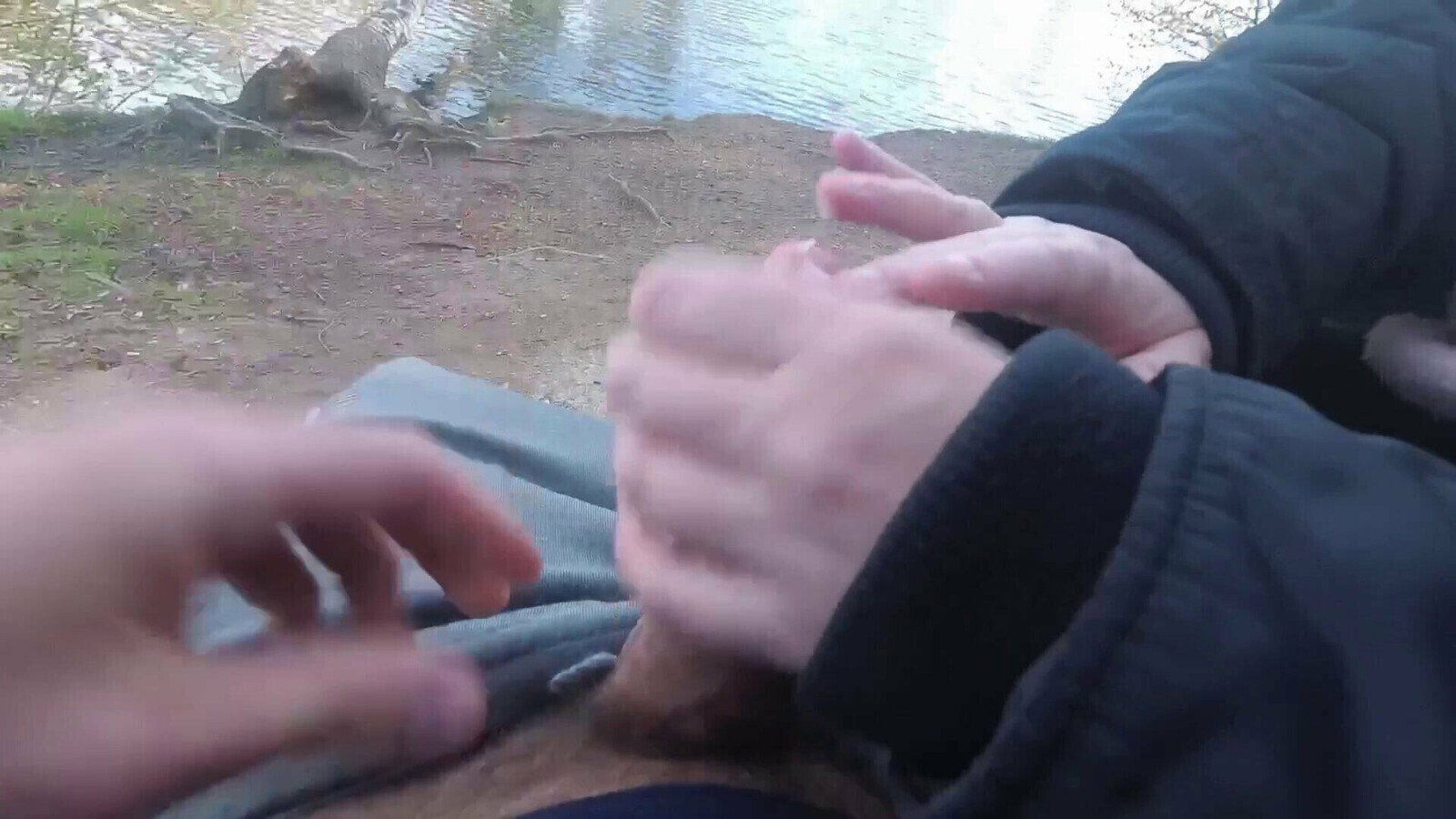 Risky Public Handjob Cumshot Lake