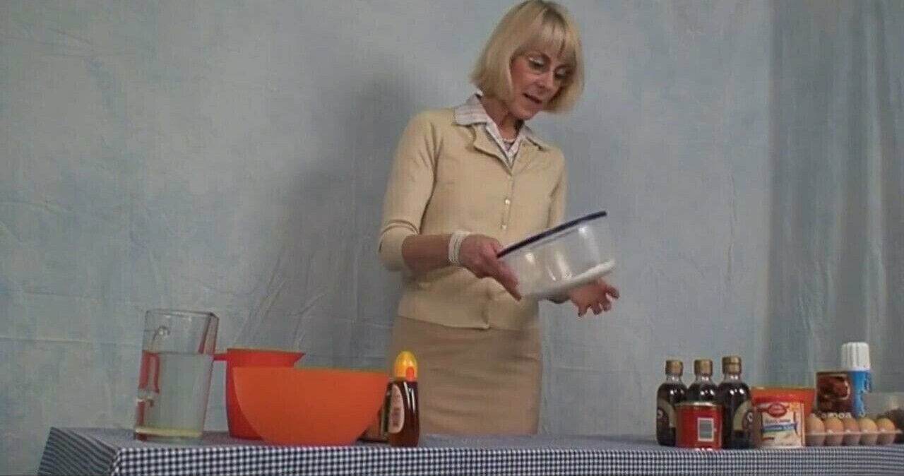 Hazel prepares very sexy small kitchen recipe