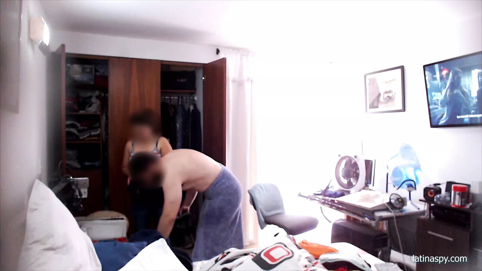 groping breasted maid while works