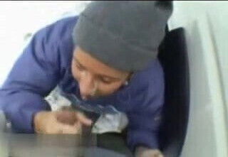 Amateur blowjob in the snow