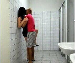 Stefanie makes love bathroom