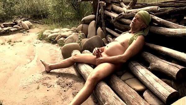 Laidback wanking outside