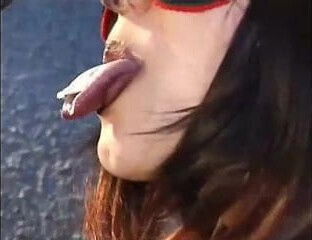 She gets wax on her tongue!