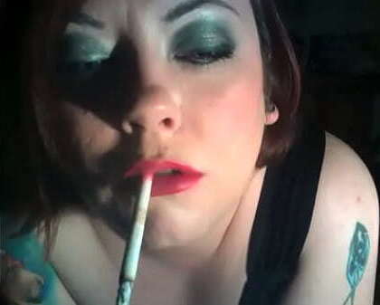 Tina Snua Smokes Cigarettes With Dangles &amp_ Holding Smoke