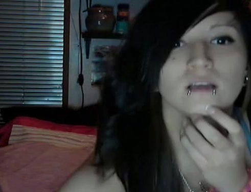 Horny emo immature fondles with her pussy