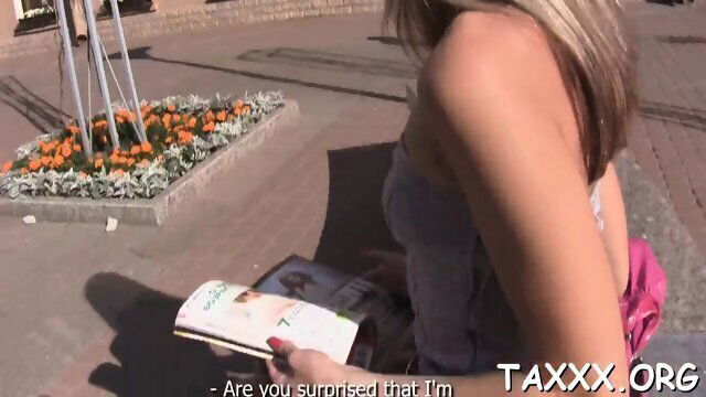 Heavenly girlie Angie caresses pecker