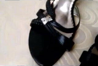 cum on wifes aunty's black heel