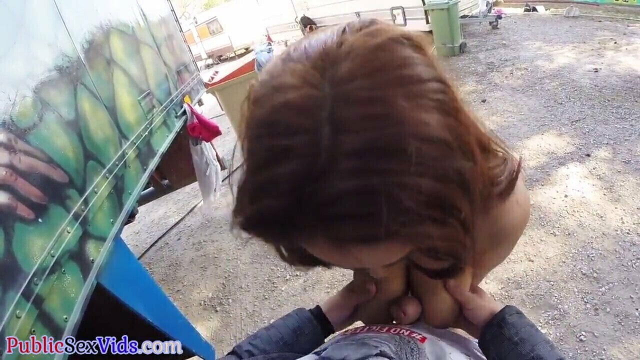 Real amateur pulled cocksucking outdoors