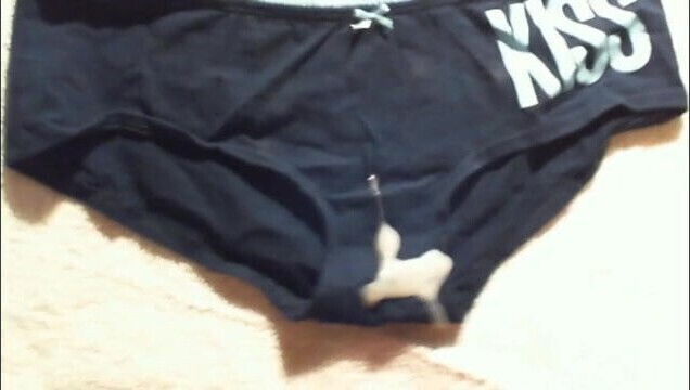 thick cumshot blue 'kiss' panties