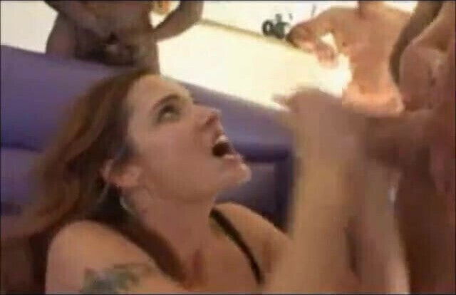 Brunette ganged banged