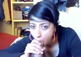 Dark Haired Girlfriend Blows Her BF's Cock POV