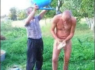 Russian Dad Showering