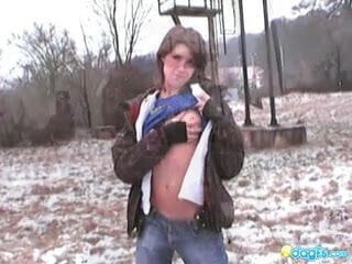 Winter Flashing got her horny