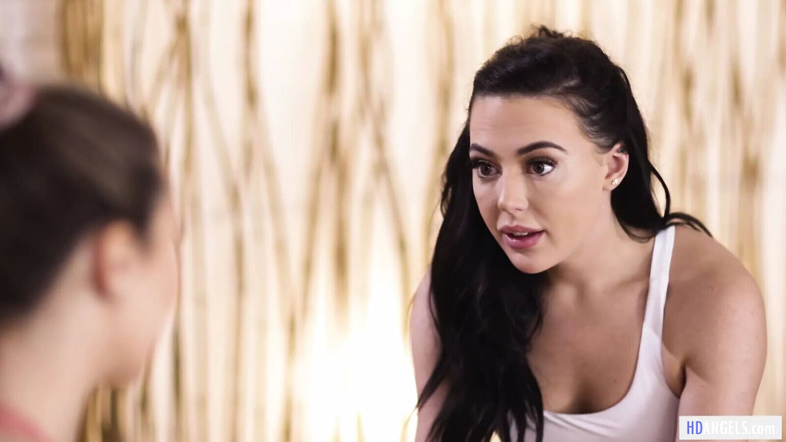 Awkward squirting moment turns into orgasmic lesbian