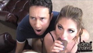 Cuckold watching slut wife breeding black bull