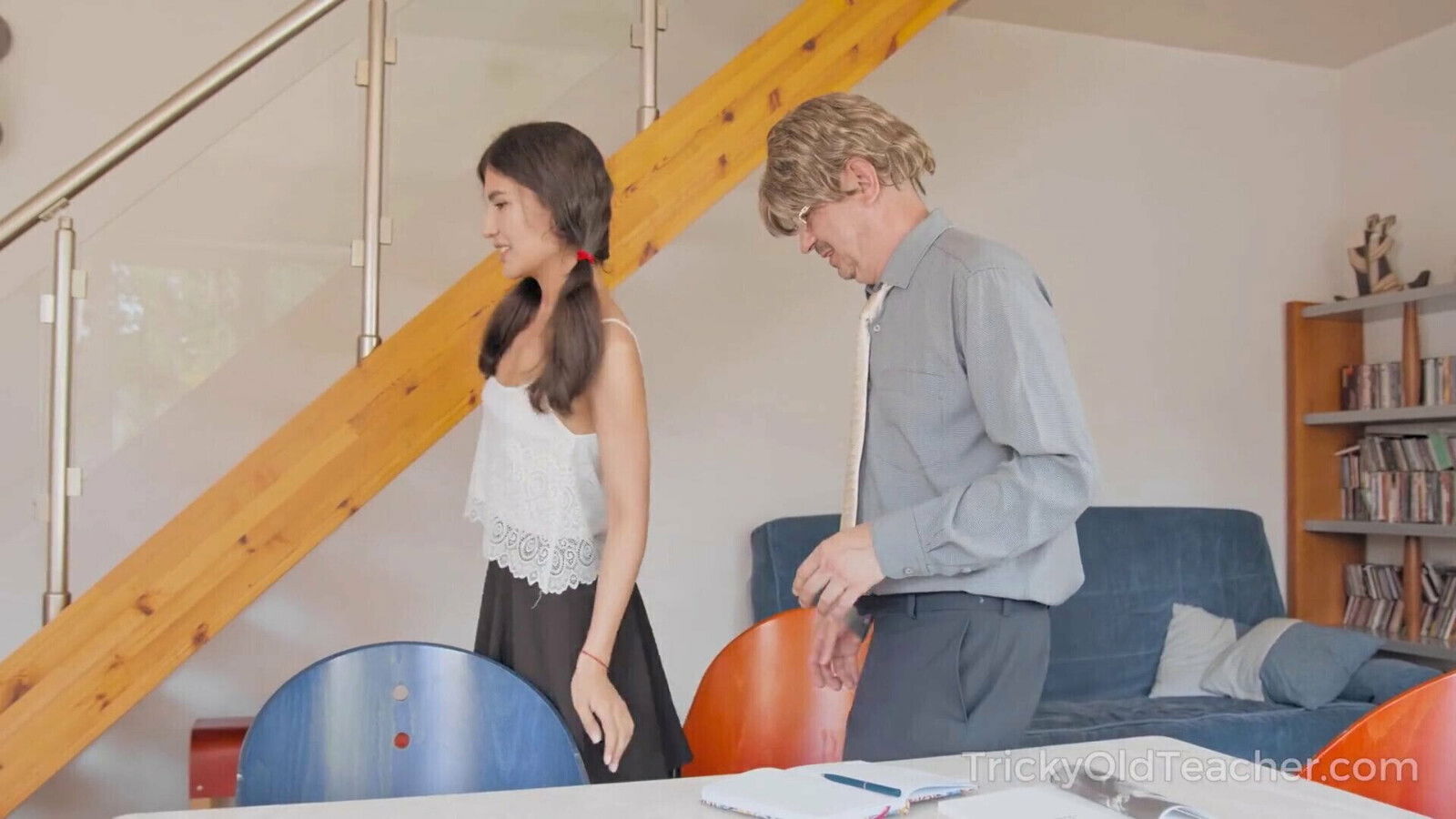 Tricky Teacher Naughty brunette pleases teacher