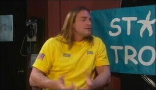 Blonde hottie banged on the stage