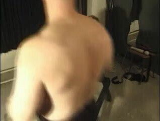 Girl in leather pussy waxed