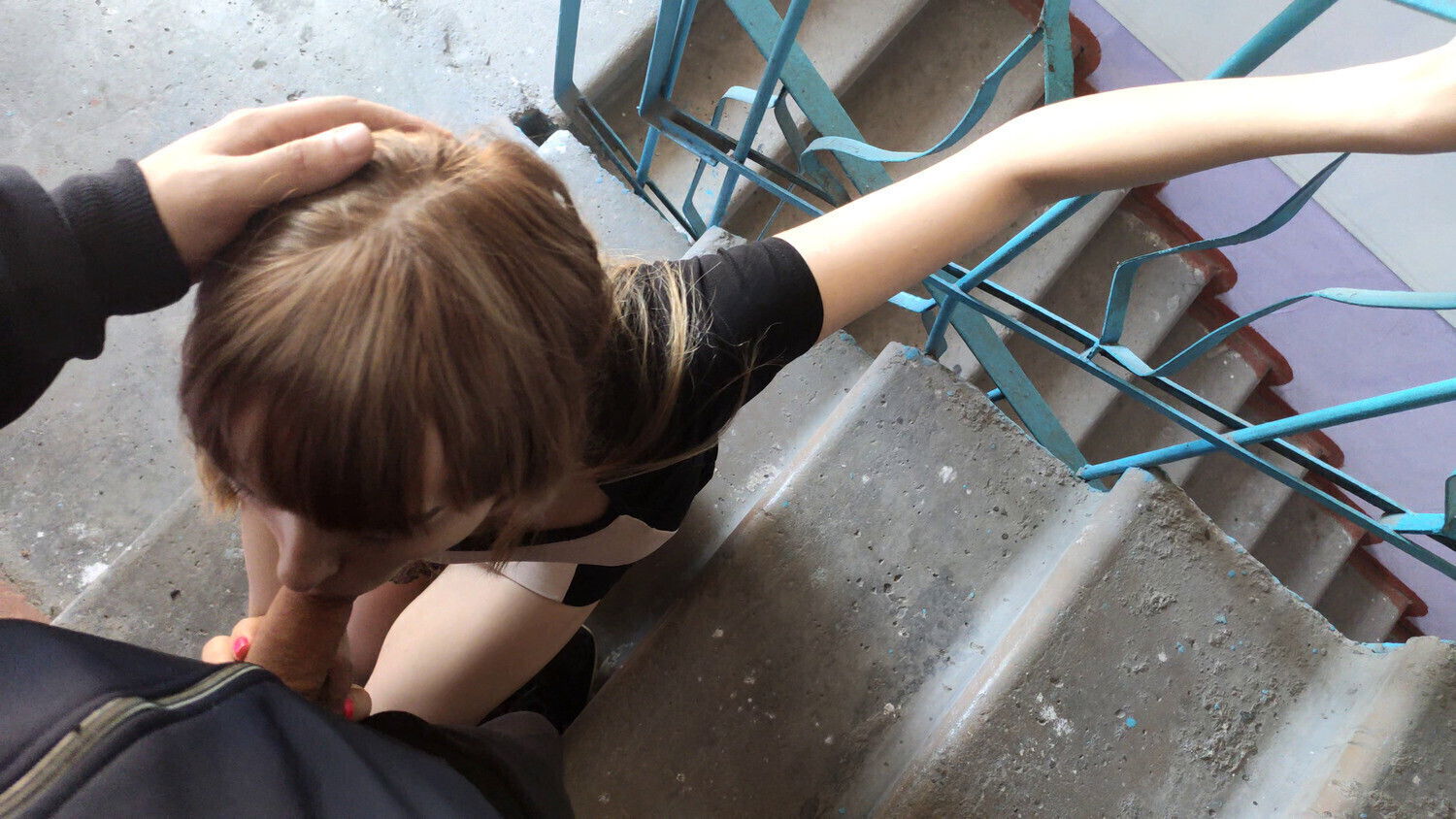 Neighbor sucked entrance while husband home