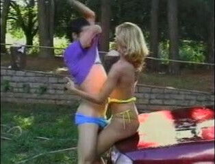 Tranny in action outdoors