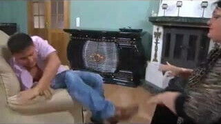 mature chick tasting a fresh cum