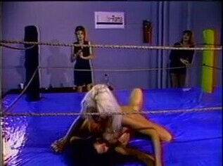 Hot lesbian foursome wrestling match